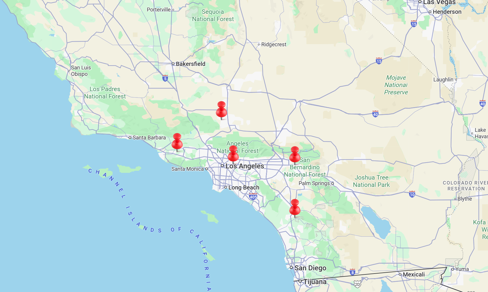 Southern California Coverage Map with Service Areas